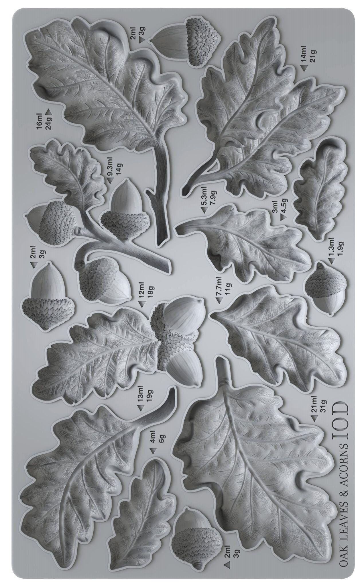 The Owl Box IOD Moulds OAK LEAVES & ACORNS 6X10 IOD MOULD™