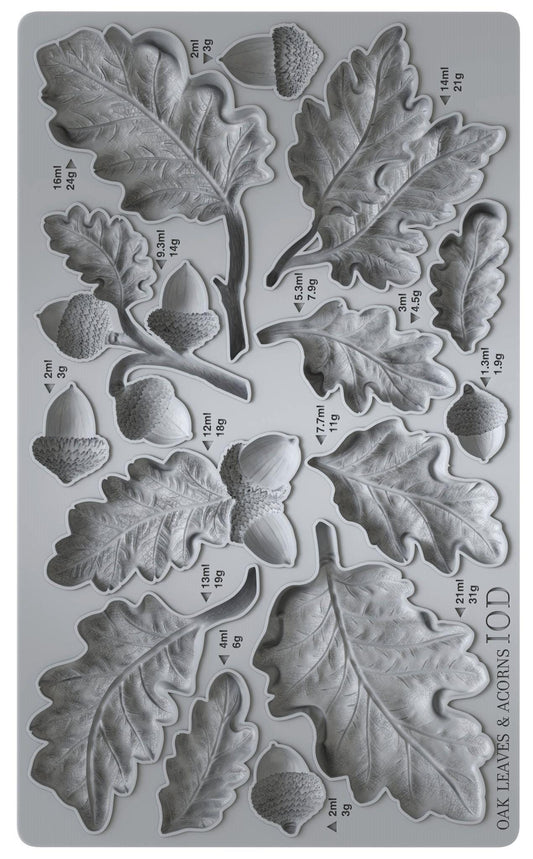 The Owl Box IOD Moulds OAK LEAVES & ACORNS 6X10 IOD MOULD™