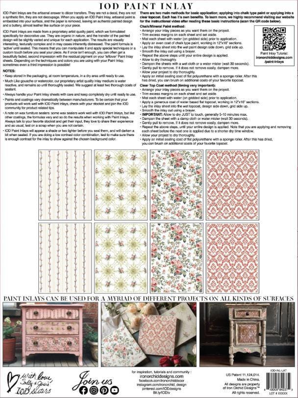 The Owl Box LATTICE ROSE IOD PAINT INLAY 12X16 PAD™